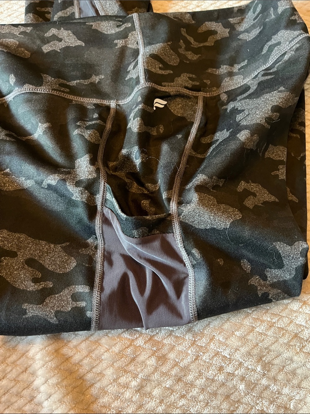 NWT Fabletics High-Rise Capri with Subtle Camo Print - Black